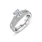 Ring set crowned with zircon stone - 925 sterling silver - Transparent / 7 - Rings