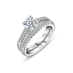 Ring set crowned with zircon stone - 925 sterling silver - Transparent / 7 - Rings