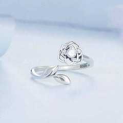 Ring with a Camellia Flower - 925 sterling silver - Transparent - Rings
