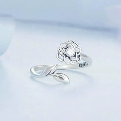 Ring with a Camellia Flower - 925 sterling silver - Transparent - Rings