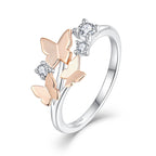 خاتم فضة عيار 925 مرصع بفصوص الزركون على شكل فراشات