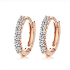 Rose Gold Plated Earring - 925 Sterling Silver - Transparent - Earrings