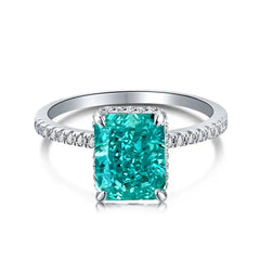 Shimmering Ice Crushed Aquamarine 925 Silver Ring - Rings