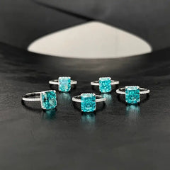 Shimmering Ice Crushed Aquamarine 925 Silver Ring - Rings
