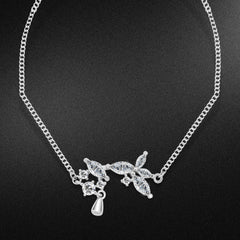 ’Shiny flower bracelet made of 925 sterling silver set with zircon.’ - Transparent - Bracelets