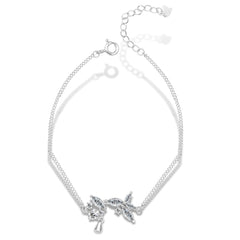 ’Shiny flower bracelet made of 925 sterling silver set with zircon.’ - Transparent - Bracelets