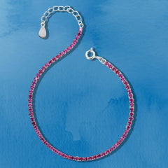 Shiny Pink Zircon 925 Silver Tennis Bracelet - Pink - Bracelets
