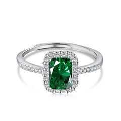 Shiny ring with Green Stone - 925 Silver Ring - Green / ِAdjustable - Rings