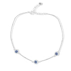 Shiny Zircon 925 Silver Anklet - Blue - ANKLETS