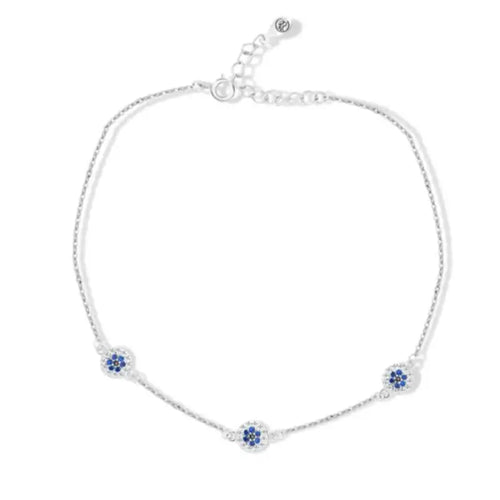 Shiny Zircon 925 Silver Anklet - Blue - ANKLETS