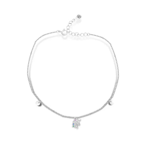 Shiny Zircon 925 Silver Anklet - Transparent