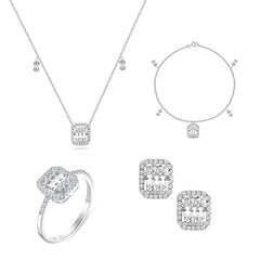 Shiny Zircon 925 Silver Set - Transparent / 7 - Sets