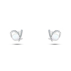 Shiny Zircon and Pearl stone Earring - 925 sterling silver - fathyibrahim