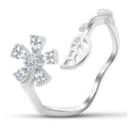 Shiny zircon Flower Ring - 925 sterling silver - Transparent - Rings