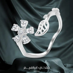 Shiny zircon Flower Ring - 925 sterling silver - Transparent - Rings