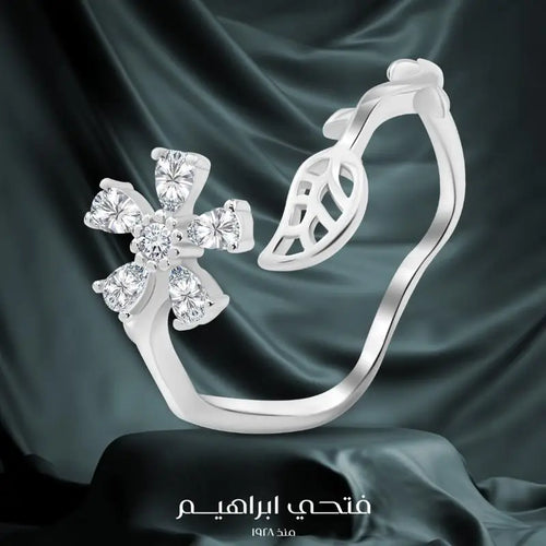 Shiny zircon Flower Ring - 925 sterling silver - Transparent - Rings