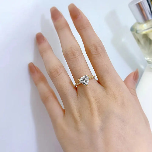 Shiny Zircon Gold Plated 925 Silver Ring - Transparent / 7 - Rings