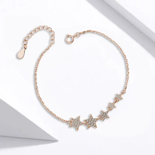Shiny zircon Star Bracelet - 925 sterling silver - Transparent - Bracelets