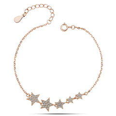 Shiny zircon Star Bracelet - 925 sterling silver - Transparent - Bracelets