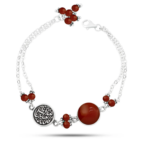 Egyptian silver bracelet for women caliber 925 (God is the best protector) - Brown - Bracelets