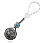 Silver Keychain with Turquoise stone - plating with black oxide - Turquoise - Keychain
