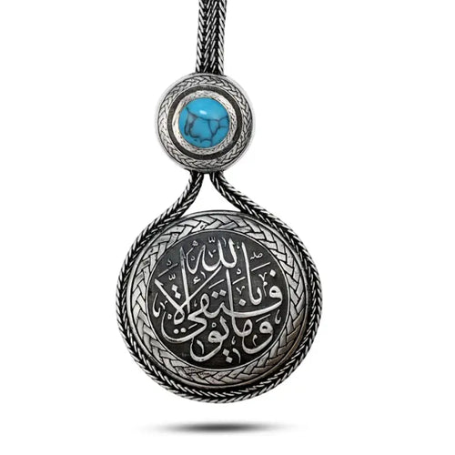 Silver Keychain with Turquoise stone - plating with black oxide - Turquoise - Keychain