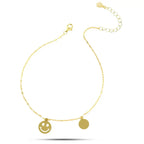smiley face 925 Sterling Silver Bracelet - 14k Gold Plated - Bracelets