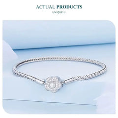 Sparkling Rose 925 Silver Charms Bracelet - Transparent / 19 - Bracelets