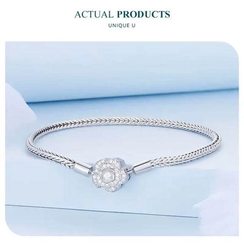 Sparkling Rose 925 Silver Charms Bracelet - Transparent / 19 - Bracelets
