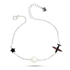 SPB005 - Plane 925 Silver Bracelet - White - Bracelets