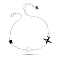 SPB005 - Plane 925 Silver Bracelet - White - Bracelets