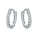Stone Hoop 925 Silver Earrings - Transparent