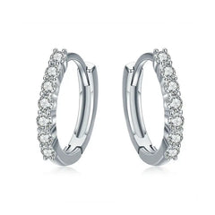 Stone Hoop 925 Silver Earrings - Transparent