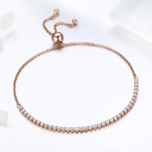 Tennis Bracelet rose gold with Shiny zircon - 925 sterling silver - Transparent