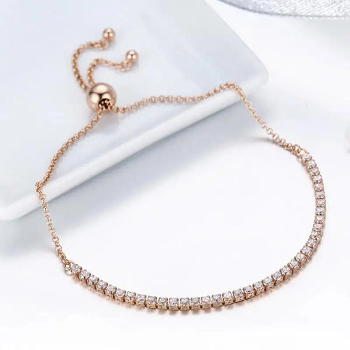 Tennis Bracelet rose gold with Shiny zircon - 925 sterling silver - Transparent