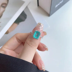 The Emerald Green 925 Silver Ring - Aquamarine / 7 - Rings
