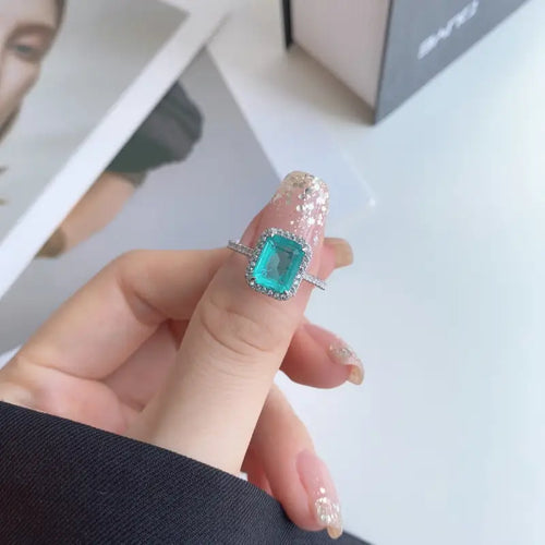 The Emerald Green 925 Silver Ring - Aquamarine / 7 - Rings