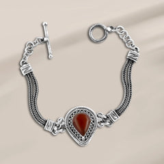 The Tear-shaped bracelet 925 Egyptian silver crowned with an agate stone - NECKLACES