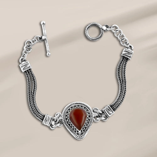 The Tear-shaped bracelet 925 Egyptian silver crowned with an agate stone - NECKLACES
