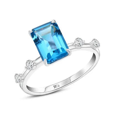 Topaz 925 Silver Ring - Blue / 8 - Rings