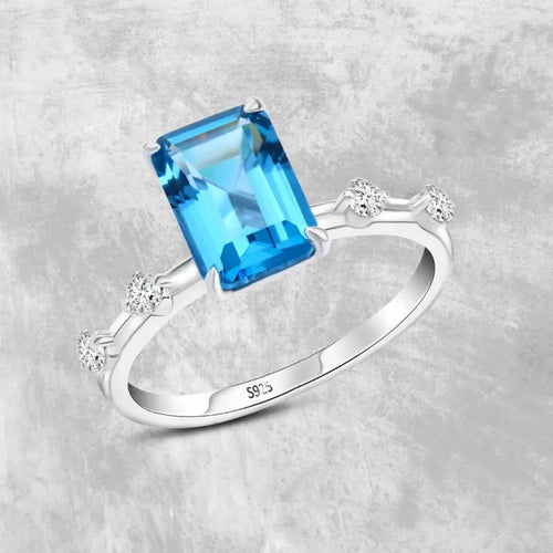 Topaz 925 Silver Ring - Blue / 8 - Rings