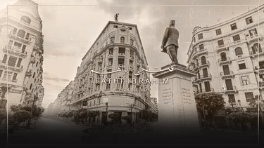 Vintage city street with statue.
