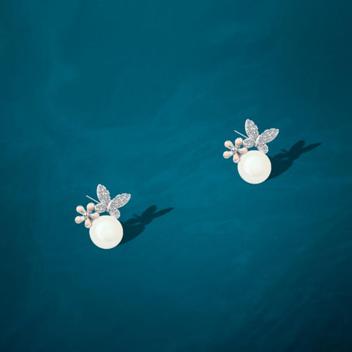 White Pearl Earring - 925 Sterling Silver - fathyibrahim