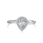 White Zircon Pear 925 Silver Ring - Transparent - Rings