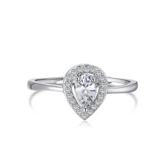 White Zircon Pear 925 Silver Ring - Transparent - Rings