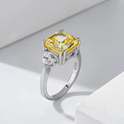 Yellow Chic Ice Crushed 925 Silver Ring - Rings