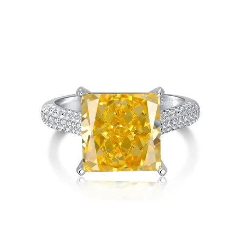 Yellow Ice Crushed 925 Silver Ring - Rings