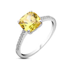 Yellow Zircon 925 Silver Ring - Yellow / 8 - Rings