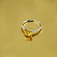 Yellow Zircon 925 Silver Ring - Yellow / 8 - Rings