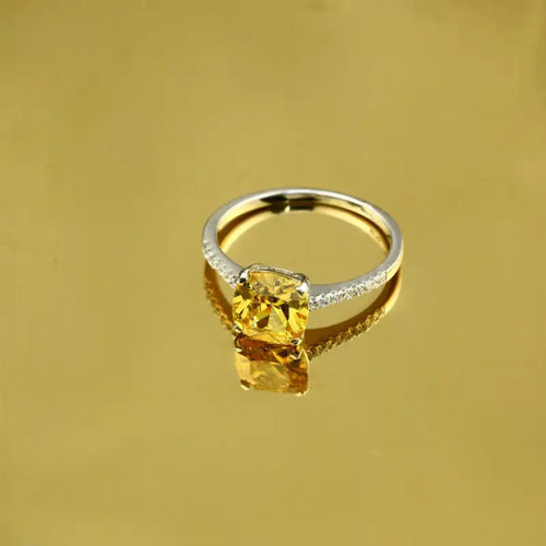 Yellow Zircon 925 Silver Ring - Yellow / 8 - Rings